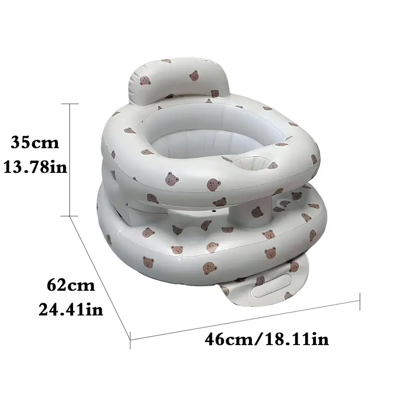 Bear Pattern Inflatable Baby Seat, Inflatable Baby Chair, Portable Toddler Chair, Baby Seat for Bathroom, Swimming Pool, Beach, Outdoor, Travel 1