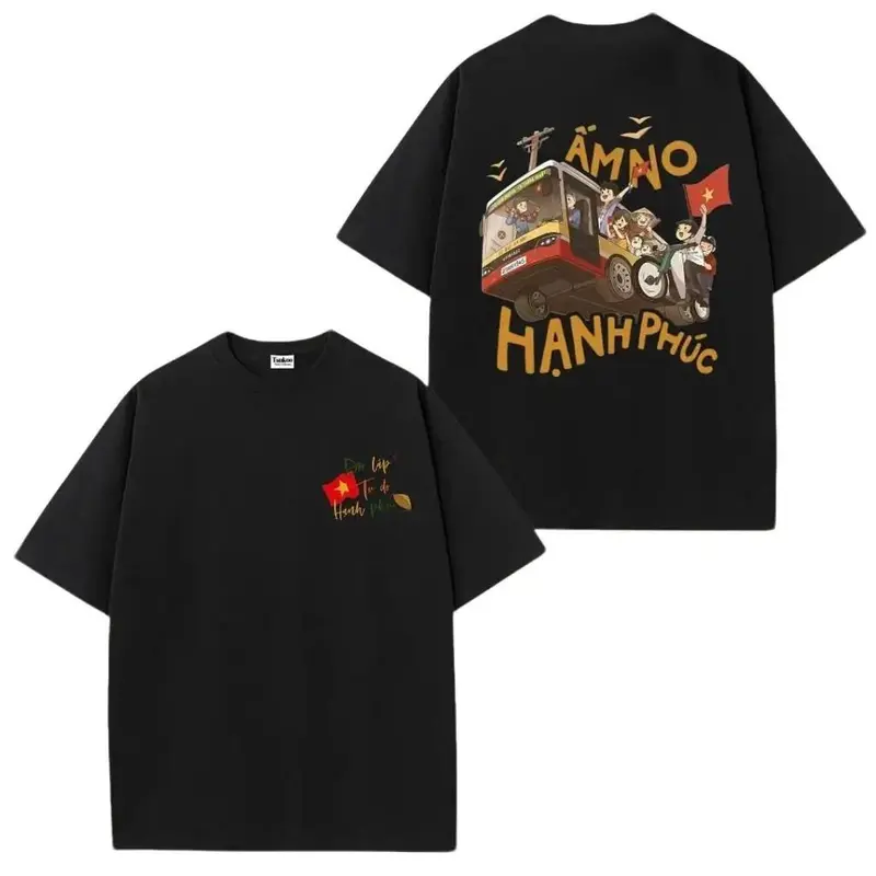 Áo thun yêu nước hình in ẤM NO HẠNH PHÚC sắc nét chất cotton 4 chiều thoáng mát, đủ size - Áo gia đình Nhân Uniform 6