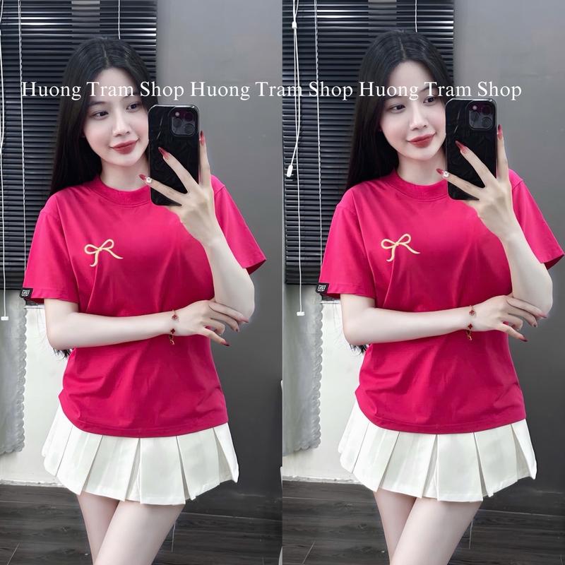 Áo Thun Babytee nữ (35-55kg) cotton 4 chiều - Nơ Đỏ Thêu , Form dáng vừa , chất cotton lạnh mềm mát , Hương Trầm Shop Top Women áo thun nữ , áo phông nữ , áo phông nữ đẹp nhất 2025 2