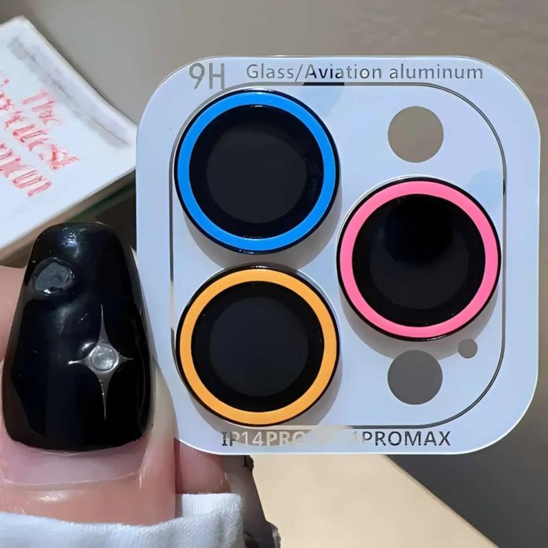 Miếng dán bảo vệ camera bằng gốm phát sáng, XIQII, phù hợp với iPhone 11, 12, 13, 14, 15, 16, 17, Pro Max, Plus, 13, 12 Mini, vòng kính bảo vệ, nắp phát sáng, bao gồm 2-3 miếng.