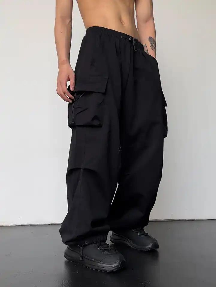 Product Introduction of 2024 Summer New Quick-Drying Overalls Men's American Parachute Pants High Waist Wide Leg Leisure Track Pants 3
