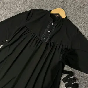 Najmi Abaya Jetblack S-XXL Set Gamis Hitam Syar’i Renda Exclusive Muslim Syari Dress