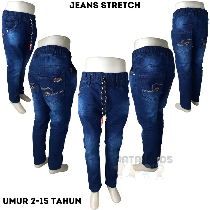 Celana Panjang Jeans Stretch Anak Laki-laki Umur 3-15 Tahun Terbaru 0