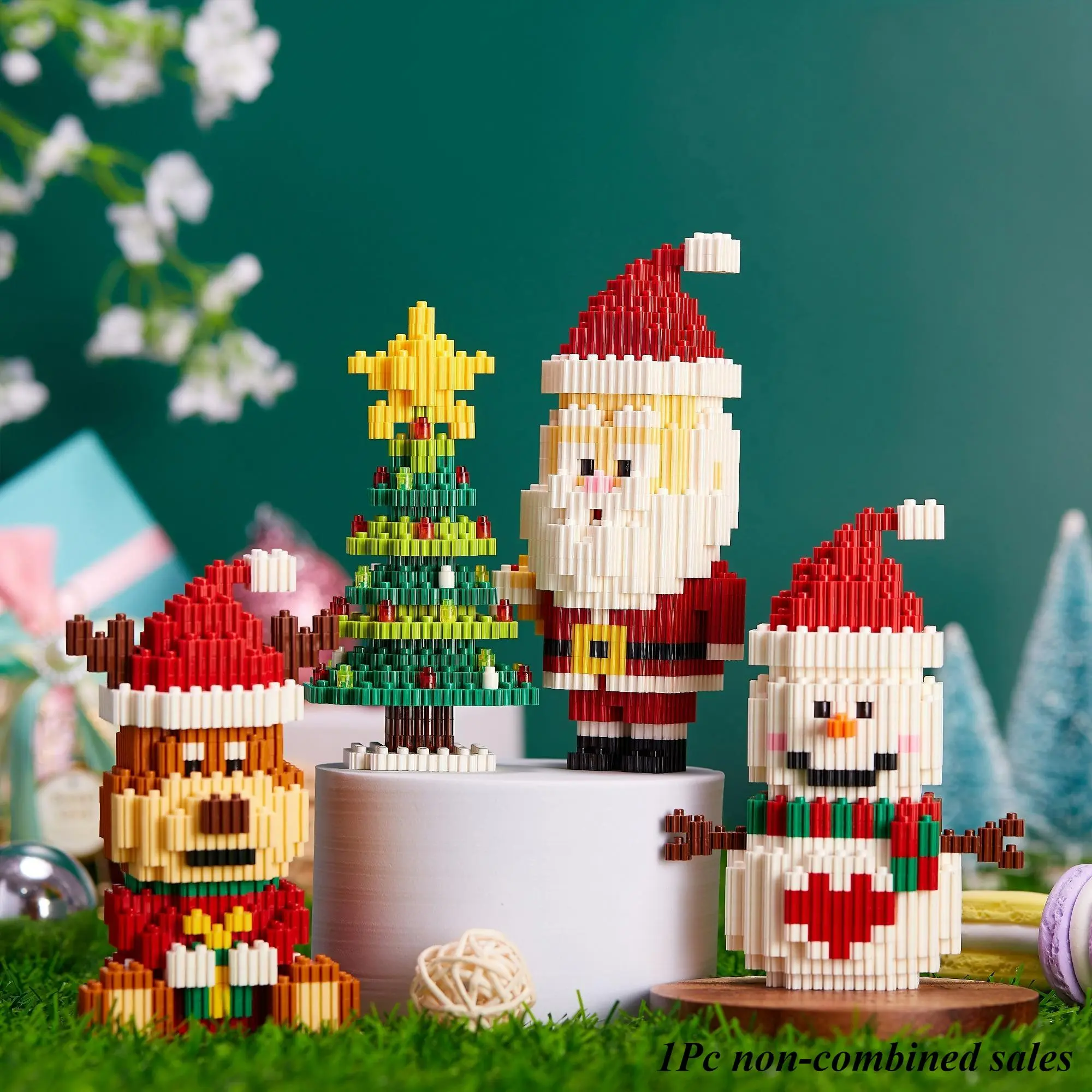 Festive Christmas Building Block Toy, 1 Set Decorative Mini Building Toy for Home Decoration Desktop Ornament, Home Decor Set, Christmas Xmas Birthday Gift Set, Birthday Gifts, Girls Birthday Gift, Christmas Gift, Christmas Eve Box Fillers