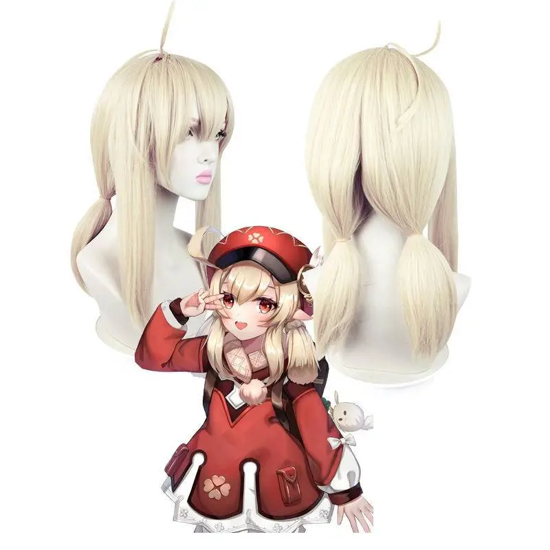 Wetrose Genshin Impact Klee Cosplay Wanita Women Costume Kostum Full Set, Klee Wig 7