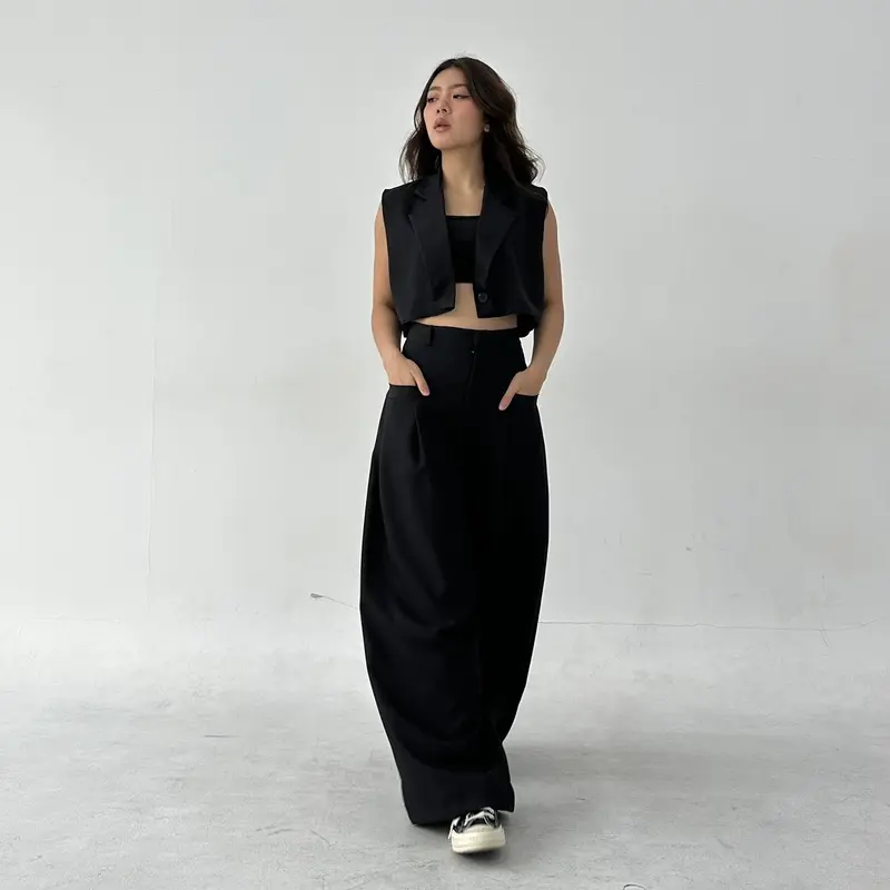 GOUW PANTS - POSHA OFFICIAL Celana Panjang Wide Highwaist Pants karet polyester soft  wanita  kulot  formal  loose 7