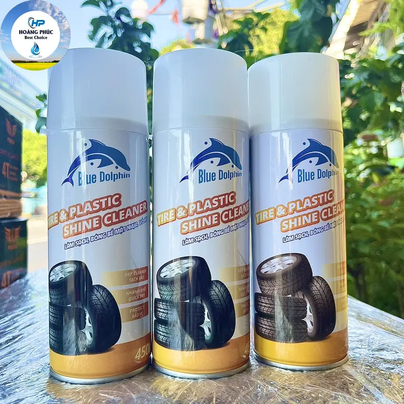 [Mẫu Mới] Chai Xịt Phục Hồi Nhựa Nhám Và Làm Bóng Lốp Xe BZ TIRE SHINE Blue Dolphin 450ml 4