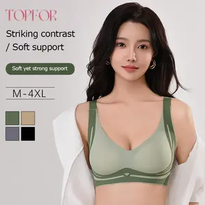 【TOPFOR】Adjustable small heart large breasts bra Wanita Bh Seamless style  bara bombshell  push  bar dasar all size bra korea teal bra
