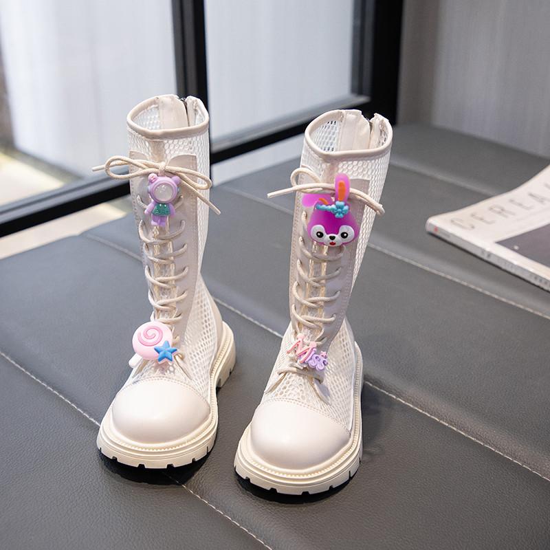 Product Introduction of Kids Summer Boots Hollow Cut-outs Mesh Boots Fashion Breathable Cartoon Stella Lou StellaLou Kids High Summer Boots Zipper 6