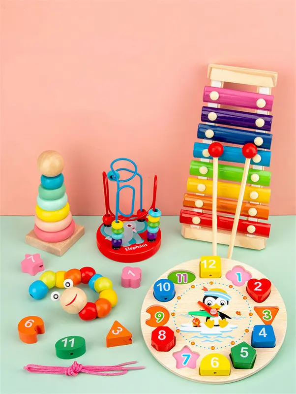 Mainan Puzzle Kayu Anak Montessori Mainan Kayu Musik Anak Mainan Alur Kawat Kecil 3