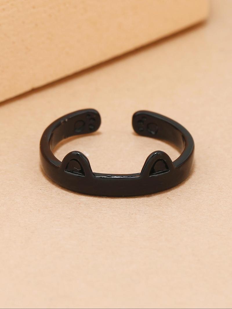 Product Introduction of Cute Cat Design Cuff Ring, Fashion Accessories for Women & Men, Trendy All-match & Exquisite Jewelry for Birthday Gift 0