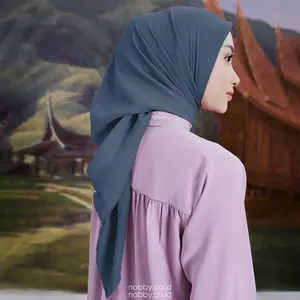 Nobby Bahiya Scarf Kerudung Segiempat Bahan Rose Foile Cantik Hijab Voal Wanita Muslim Square Hitam Elegan Nyaman