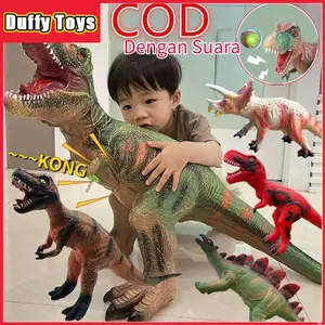 Duffy Toys Crazy Jurassic✨Mainan dinosaurus besar Mainan dinosaurus karet lunak besar / dengan suara/Tyrannosaurus Triceratops Stegosaurus/Model Dinosaurus Anak Mainan Anak Laki-laki Mainan Anak Perempuan