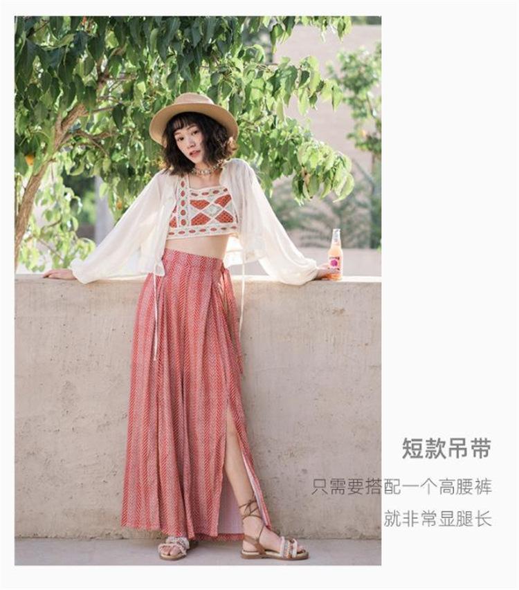 Product Introduction of Bohemian ethnic style small camisole vest embroidered hollow knit short piece for women's sleeveless interior 6