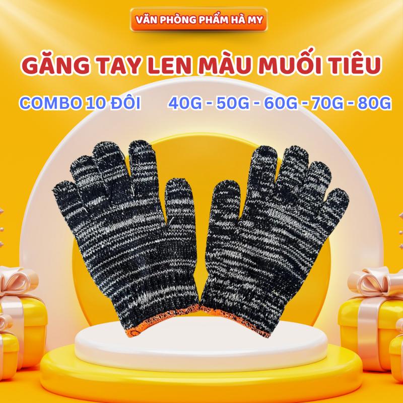 Combo 10 Đôi Găng tay len bảo hộ lao động MÀU MUỐI TIÊU, Găng tay làm vườn 0