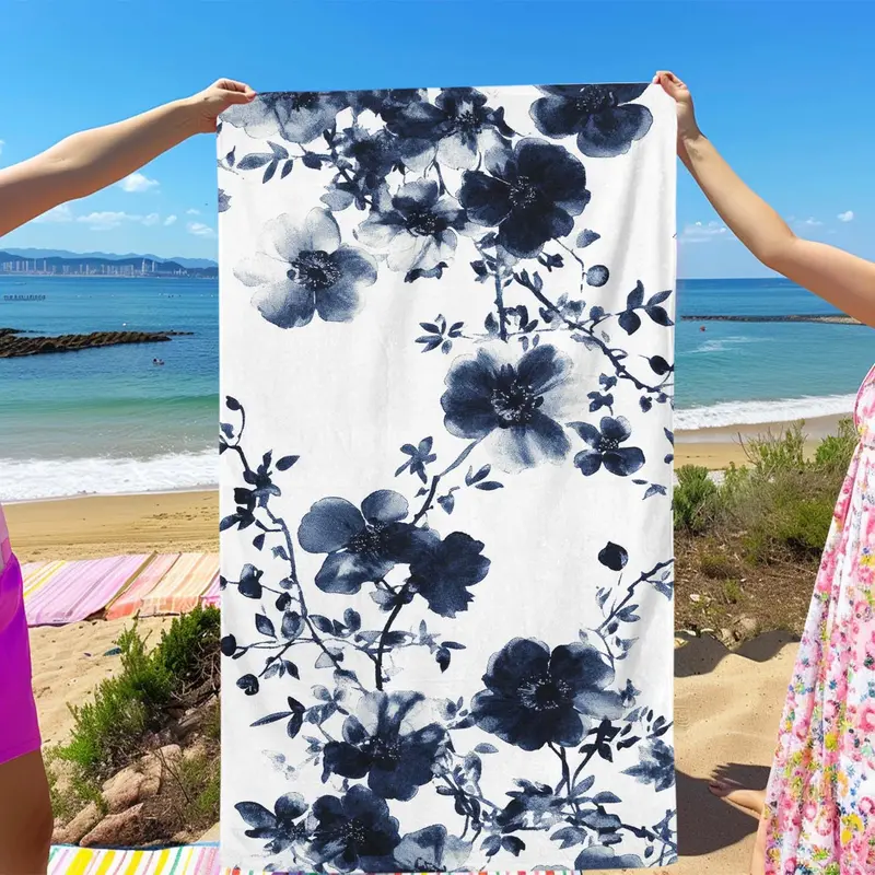 Floral Print Beach Towel, Soft Comfortable Lightweight Sand-proof Beach Towel, Water Absorbent Towel for Travel Swimming Surfing Yoga Camping 4