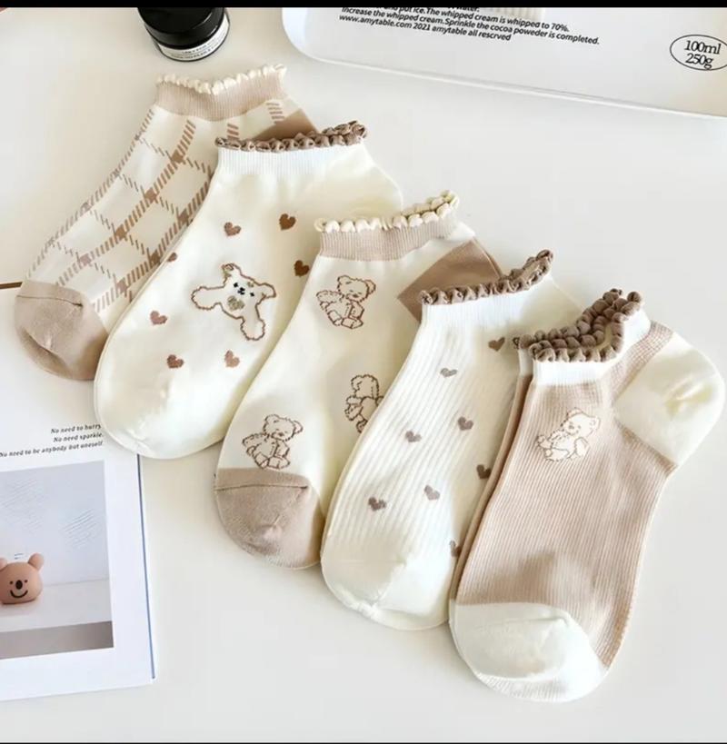 Product Introduction of Combo 10 đôi Vớ , tất  dệt kim, tất gấu BROWN  loại chất ĐẸP ( có tách lẻ 5 đôi )- tất nữ cổ ngắn Women 2