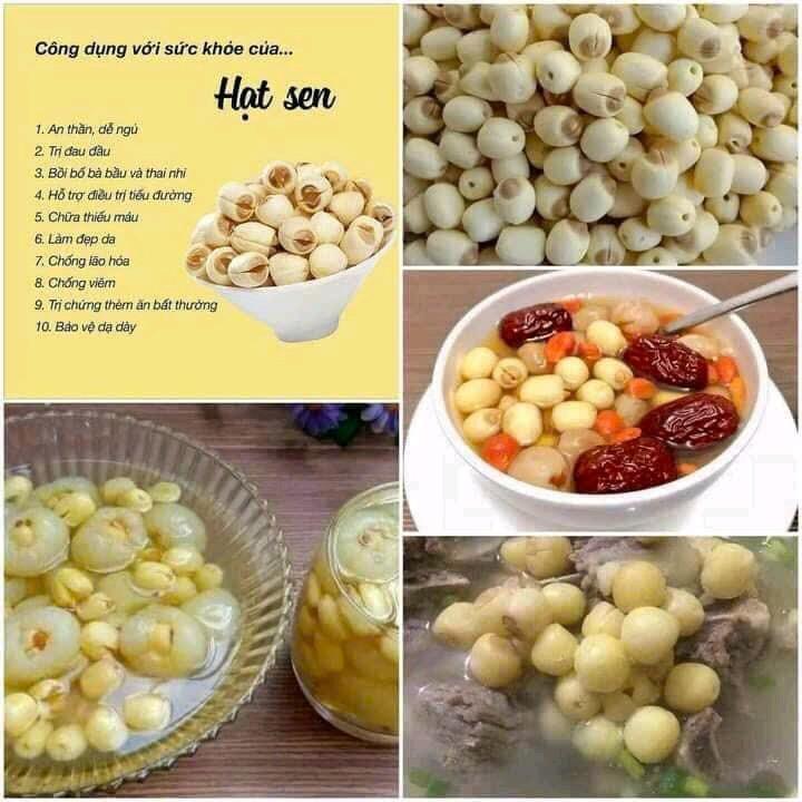 Hạt sen khô nấu cháo, súp, nấu chè 3