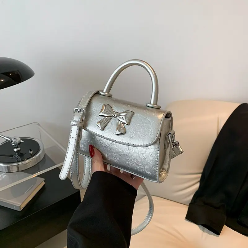Túi Xách Nữ Cầm Tay Nơ Xinh Dạ PU Trơn Đeo Chéo Đeo Vai Phong Cách Hàn Xinh Xắn Bag Kem Da   CUN361 6