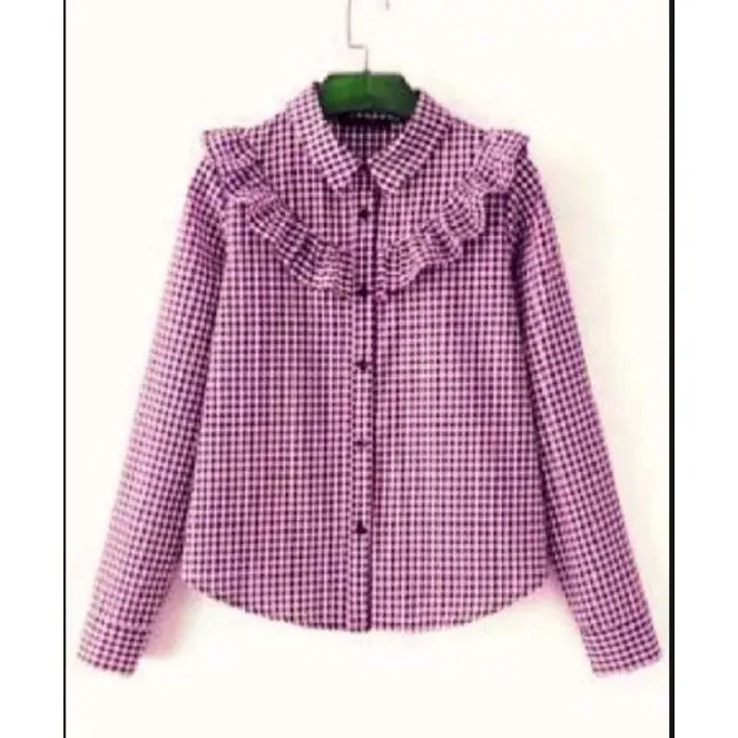 Atasan/blus/atasan kekinnian Atasan Wanita Baju Top Panjang Kancing 1