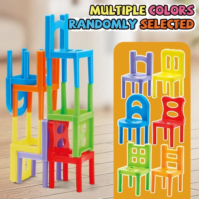 Colorful Chair Stacking Game, 24pcs/set Chair Stacking Toy, Parent-child Interactive Game, Fun Game for Family Entertainment, Perfect Gift for Holiday 2