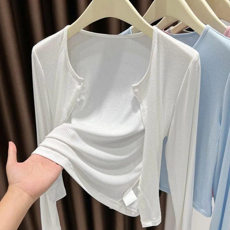 Product Introduction of Tiktok recommendation gray yarn cardigan, thin coat, sunscreen blouse, scarf, women's new office air conditioning shirt, suitable for summer, can be worn outside 9