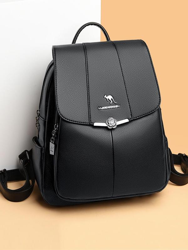 Women Fashionable Solid Color Backpack, Large Capacity Travel Backpack, Simple Soft Leather Mom Bag, Suitable for Ladies, Students, Working People, Commuting, Campus Outdoors 0
