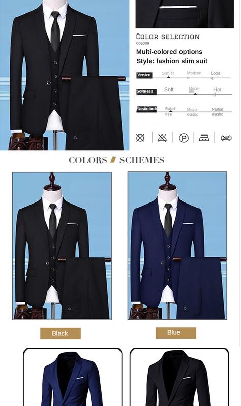 Product Introduction of RUNNINGBEAR Local Delivery Men Blazer Set 3 piece Suit Tuxedo Formal Business Wedding Blazzer Korean Office Outerwear Coat Slack Pants Jacket baju kot lelaki 23