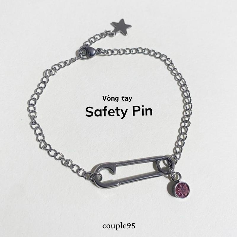 Couple95 Vòng tay unisex safety pin tháng sinh thép không gỉ
