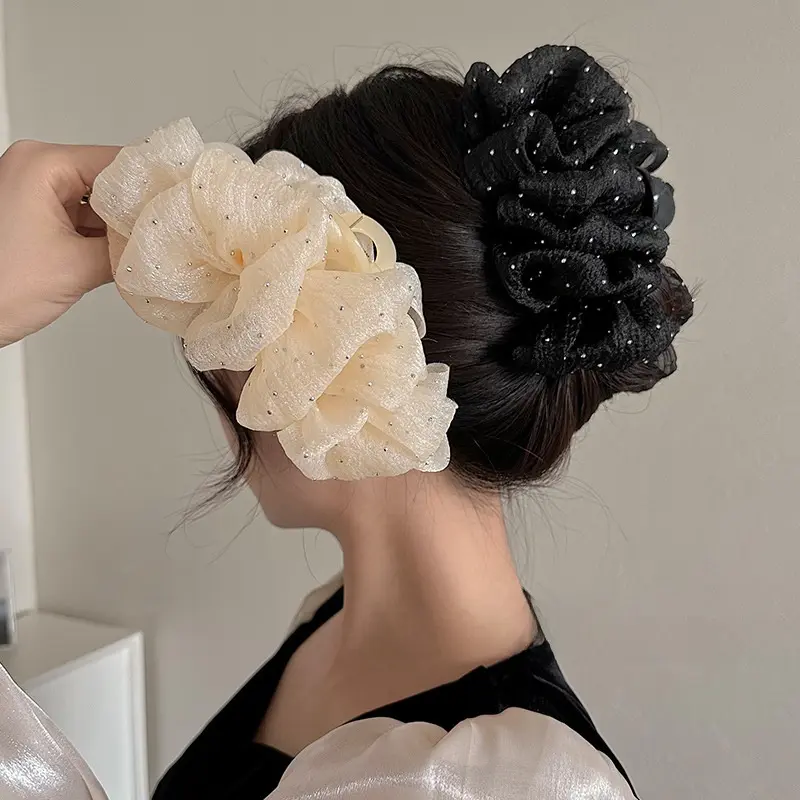 Kẹp Tóc Lưới Hai Mặt, Phong Cách Nữ, Thiết Kế Bầu Trời Đầy Sao Và Ngầu Cỡ Lớn, Dành Cho Tóc Nữ 2