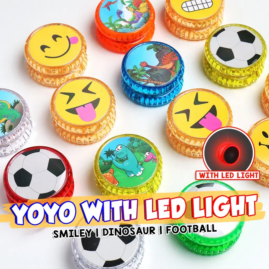 VC Art Cute and Fancy Super Yoyo with Led Light Emoji / Dinosaur / Football design Birthday Gift Toys