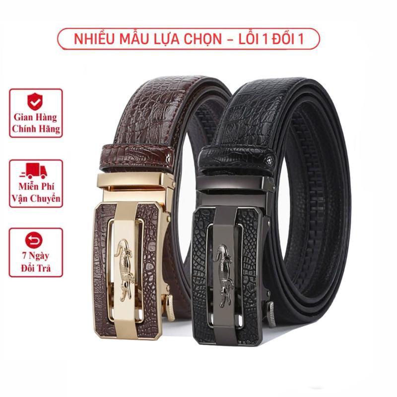 Thắt Lưng Nam Da  Hai Lớp Vân Cá Sấu Cao Cấp Khóa Tự Động Ko Gỉ, Dây Nịt Thắt Lưng Nam thời trang Hàn quốc