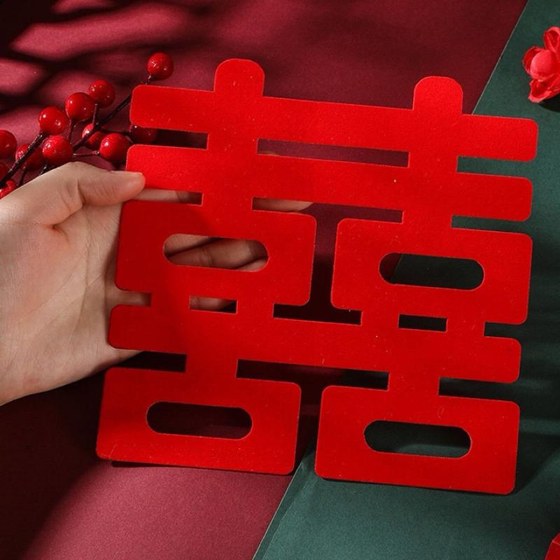 DECAL CHỮ HỶ NHUNG SẴN KEO DÁN TRANG TRÍ MÂM QUẢ LỄ CƯỚI 4