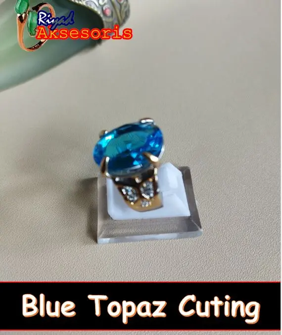 Cincin batu akik blue topaz (S)