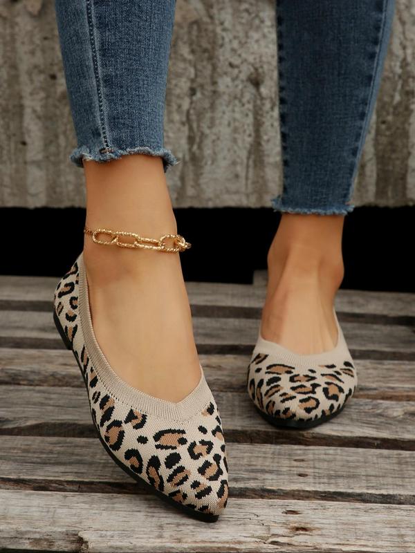 Women's Fashionable Leopard Print Slip-on Flats, Pointed Toe Flat Shoes, Casual Lightweight Breathable Comfortable Shoes for Daily Wear 2