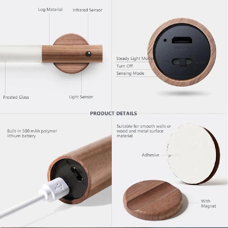 Motion Sensor Wall Light Indoor Led Magnetic Portable Lamp Charge Hallway Bedroom Wardrobe Table Stairwell Cabinet Night Light 4