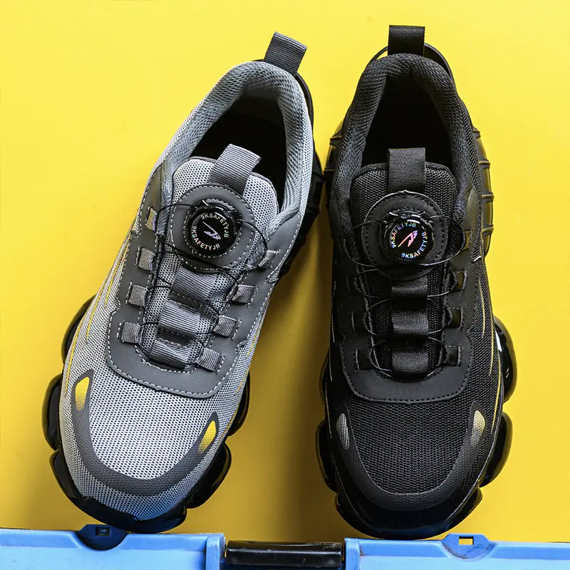Fashion New rotating button labor protection shoes for men anti-smash anti-puncture safety shoes non-slip wear-resistant work shoes Closed Trainer 2
