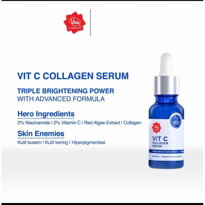 VIVA GOLD SERUM WHITENING VITAMIN C COLLAGEN WITH TRIPLLE BRIGHTENING POWER 2% I 4% NIACINAMIDE AND COLLAGEN - 20ML 2