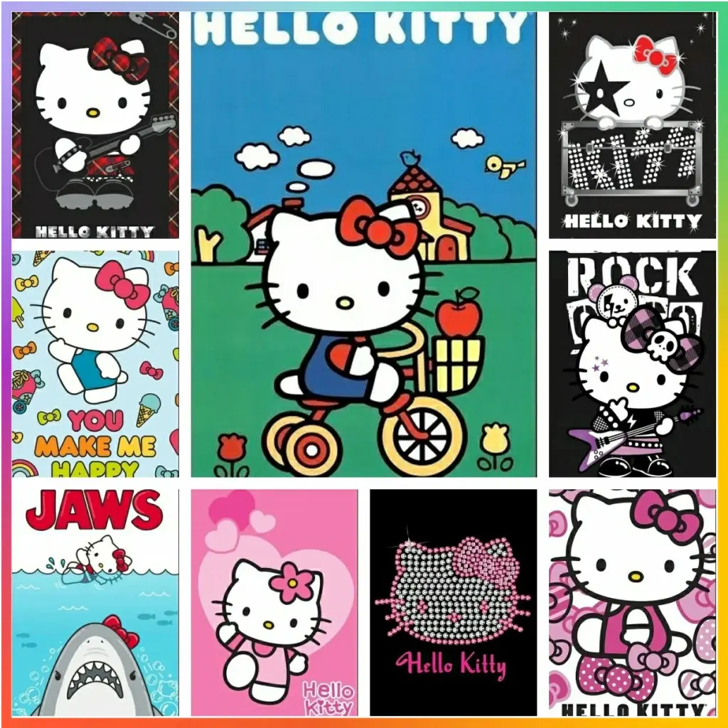 Tranh Đính Đá Hoạt Hình, Thiết Kế Hello Kitty Sanrio Kawaii, Tranh Thêu Chữ Thập, Bộ Ghép Hình 5D Tự Làm, Nghệ Thuật Và Khảm, Trang Trí Nhà Cửa, Quà Tặng Mới Lạ