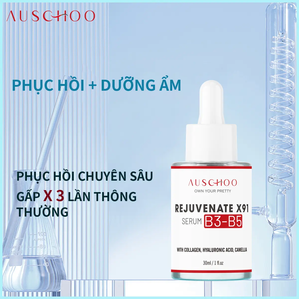 Serum B3-B5 Phục Hồi Dưỡng Ẩm AUSCHOO Phục Hồi Da Chuyên Sâu  Ngừa Lão Hóa Mờ Nếp Nhăn Dịu Da 30ml Collagen Chăm Sóc Da Làm Đẹp Da Dưỡng Ẩm Da Skincare