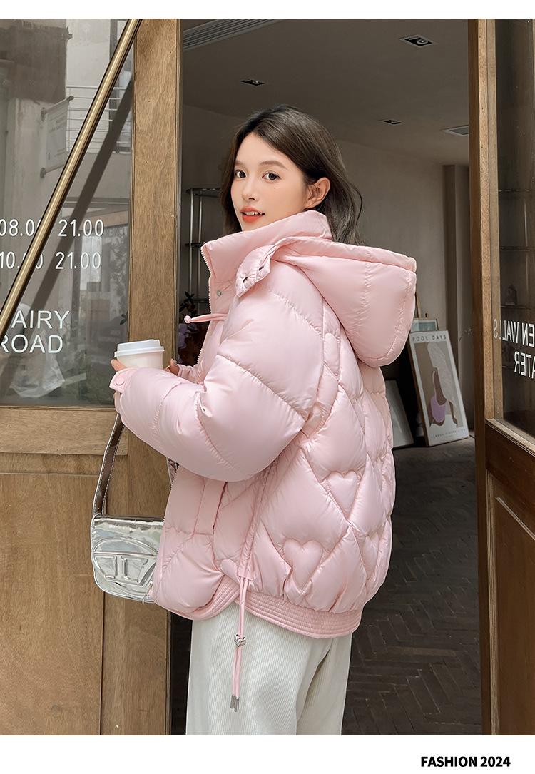 Product Introduction of Fashion Short Cotton-Padded Coat for Women Autumn and Winter New 2024 Korean Style Solid Color with Match Cotton Coat Jacket Thickened Padded Jacket Outer Wear 13