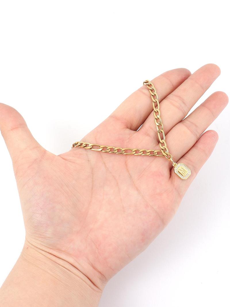 Product Introduction of Men's Rhinestone & Letter Decor Geometric Pendant Necklace, Fashion Jewelry for Party, Daily Clothing Decor, Trendy All-match & Exquisite Jewelry for Gift 3