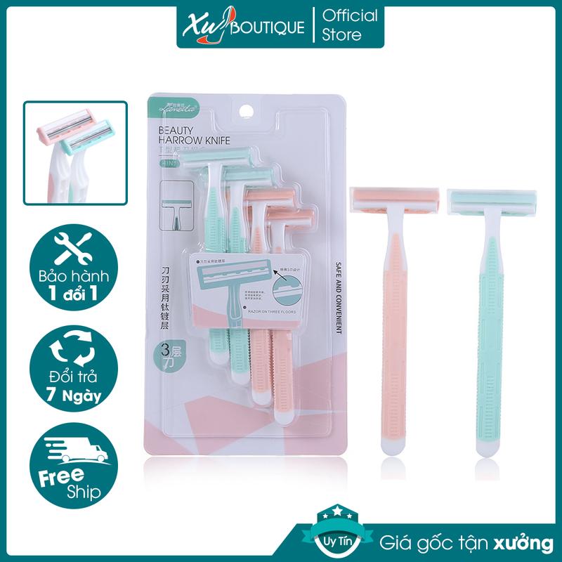 Bộ 4 Cây Dao Cạo Lông Râu Vùng Kín Lameila 3 Lưỡi Kép Chuyên Dụng