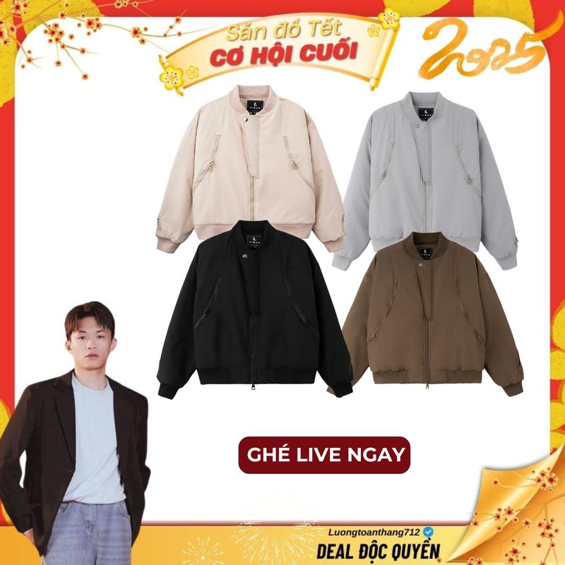 Độc quyền KOC Lương Toàn Thắng Áo Khoác Bomber Trần Bông 3 Lớp TINGO Form Crop Lửng - Quả Trám Thế Hệ Mới Khóa Kéo 2 Chiều Dày Dặn Thu Đông | Jacket Menswear Đen Ghi Nâu 06