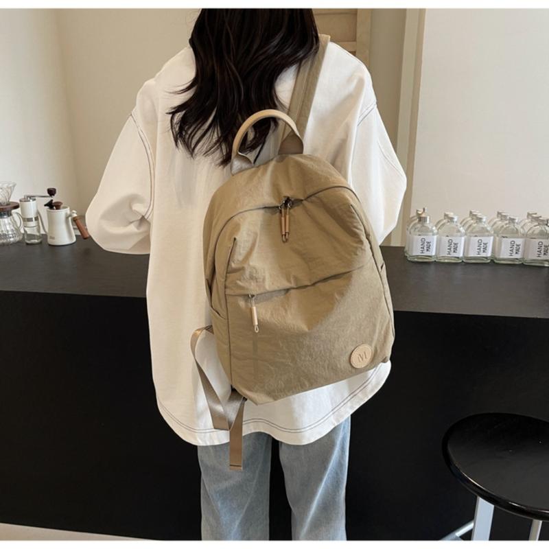 Product Introduction of Fashion Solid Color Lightweight Backpack Nylon Soft Shoulder Bag Large Capacity Travel Backpack 12