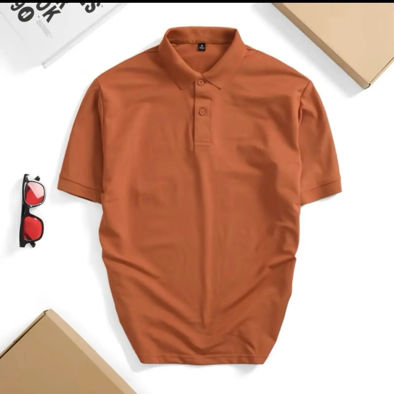 ÁO POLO cổ bẻ BASIC CVC chất cá sấu Nam Menswear Cotton Có Cổ Shirt Trắng