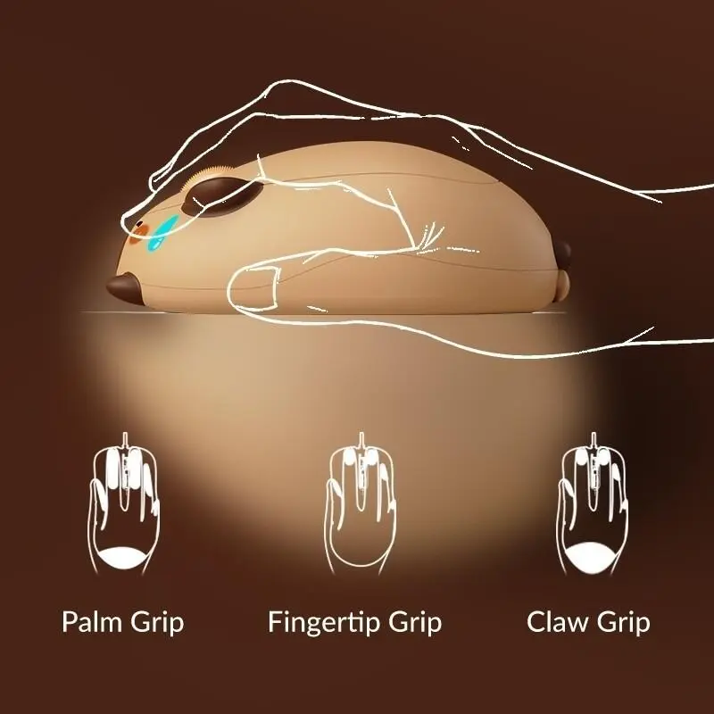 Chuột không dây, Công nghệ quang học máy tính, Thiết kế hình Akko Capybara và mèo, Chủ đề Hamster, Tần số 2.4GHz, Hoạt hình dễ thương 5