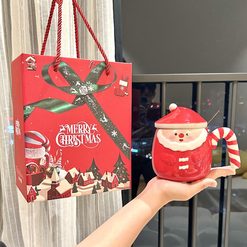 Cốc Ông Già Noel Cốc Cà Phê Sữa Có Thìa Nắp Cốc Uống Nước 460ml Có thể dùng làm quà tặng SDLR-01