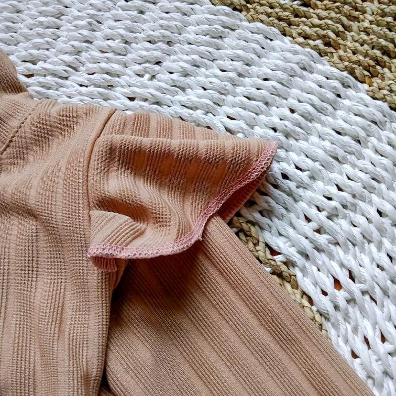 Dress Knits Anak Perempuan usia 1-6 Tahun variasi salur pita Lengan panjang Anak-Anak Gaun setelan 8