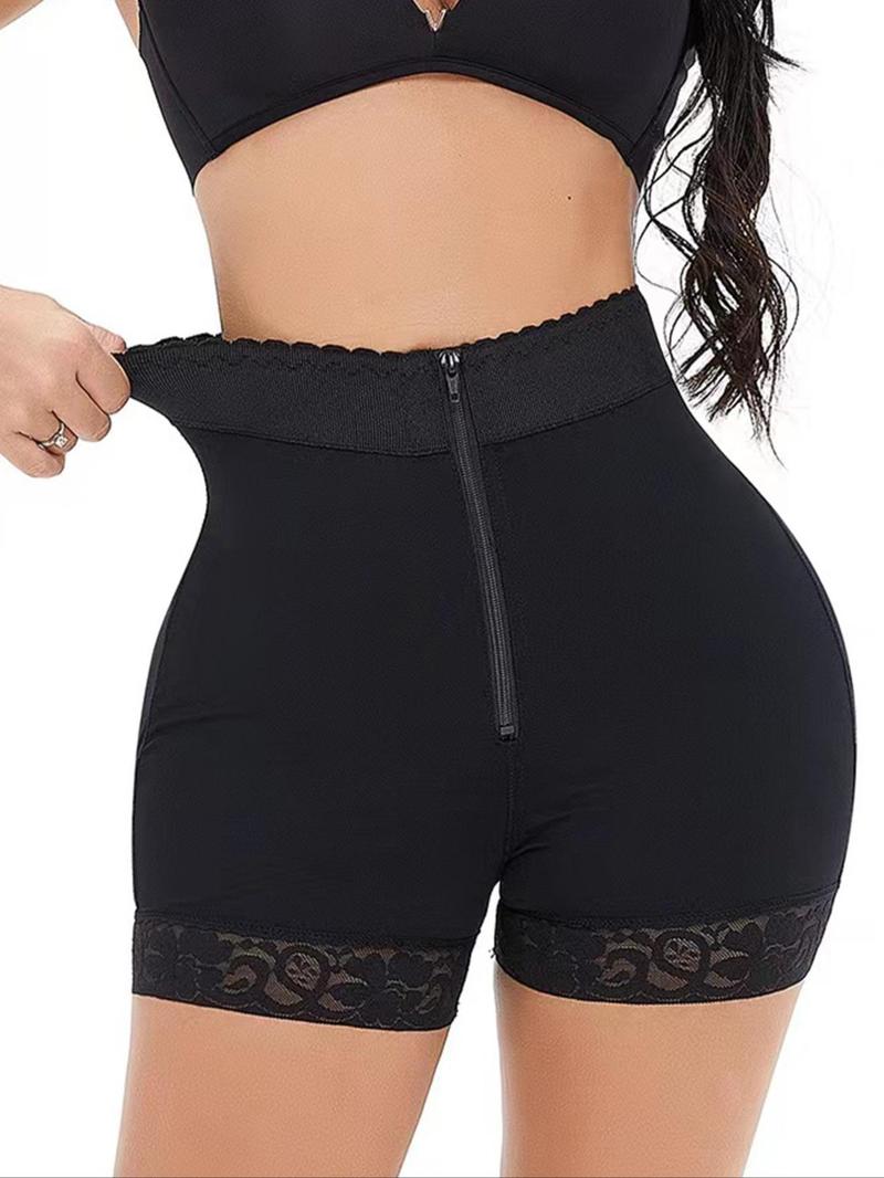 Product Introduction of Women's High Waist Contrast Lace Shapewear Panty, Tummy Control Butt Lifting Zipper Fly Shaper Bottom, High Stretch Shapewear for Daily Wear 3